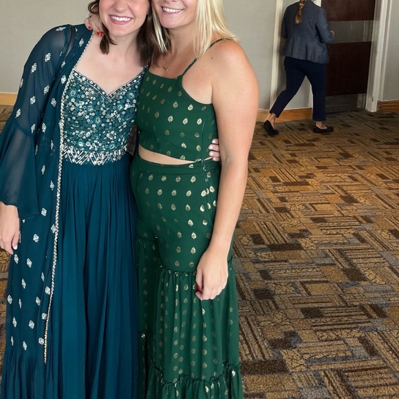 House of Indya Green foil two piece set - Picture 1 of 4